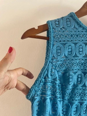 Blue lace mini dress size small, new
