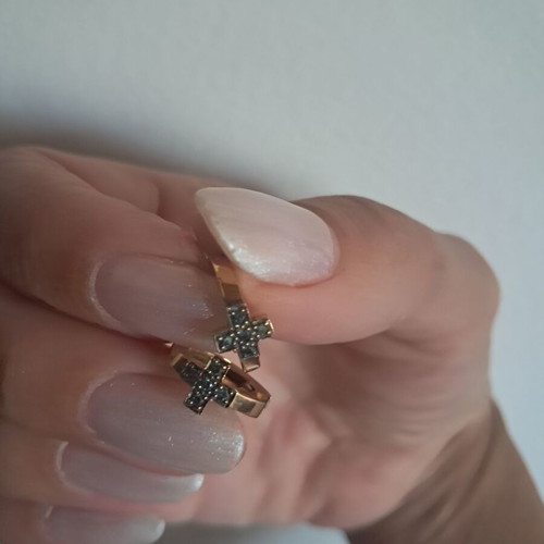 Earrings 18K rose gold with black diamonds like new