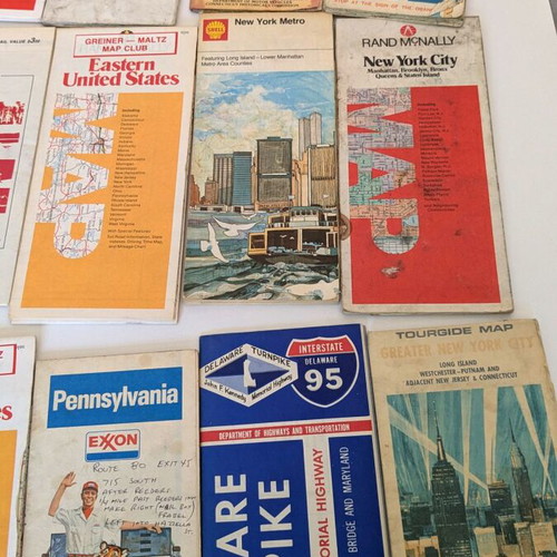 Large Collection of 50 Used Vintage USA Road and Travel Maps