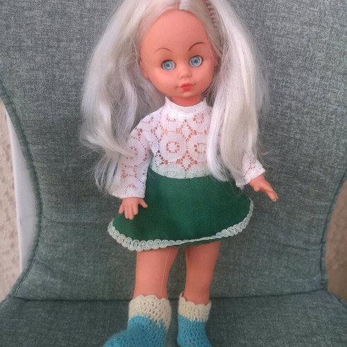 Vintage plastic doll used from the 1970s height 30cm