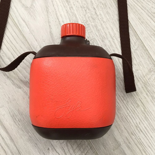 Vintage plastic water bottle Orange Style used by Quattro elle Urgnano