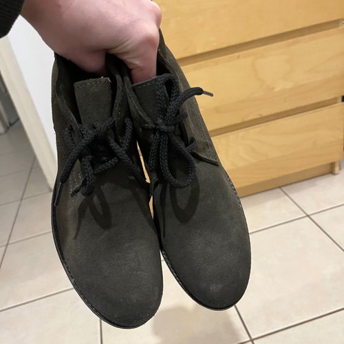 Elege ankle boots used, size 38, green leather suede