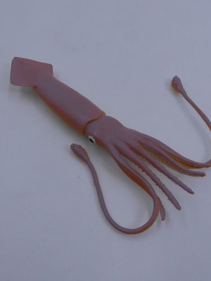 Pink Squid Toy Calamari figure used, plastic toy 5.5"