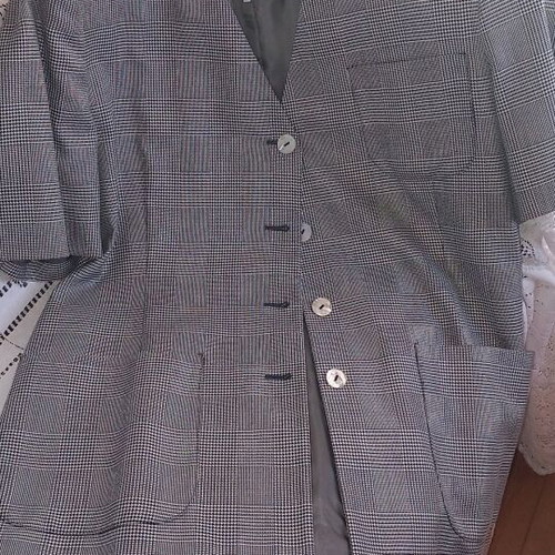 Short-sleeve jacket large elegance wool and viscose black and white check
