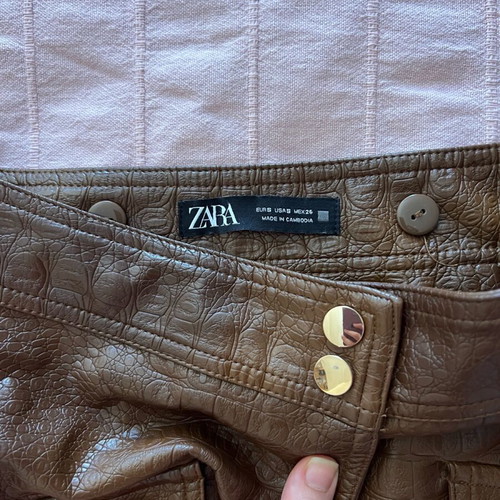 Zara eco leather skirt used, brown mini with buttons