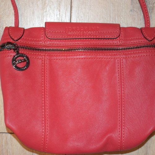 Longchamp Le Pliage leather crossbody bag used, red