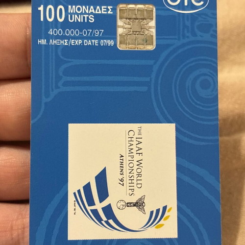 IAAF World Championships Athens '97 phone cards used, set of 2
