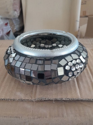 Glass ashtray 16cm handmade mosaic new