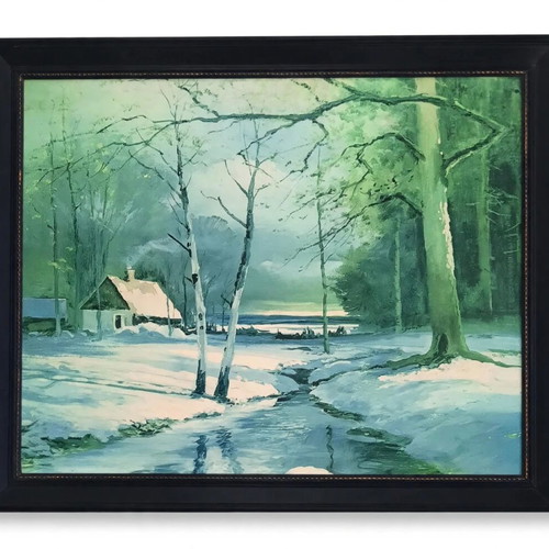 Winter Landscape Print on Canvas 80x65 cm with Frame used