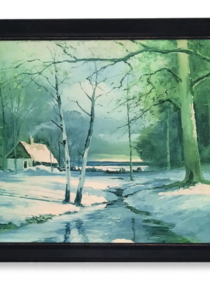 Winter Landscape Print on Canvas 80x65 cm with Frame used
