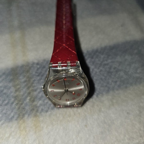 Swatch Strawberry Jam 2003-4 women's watch used, red leather strap