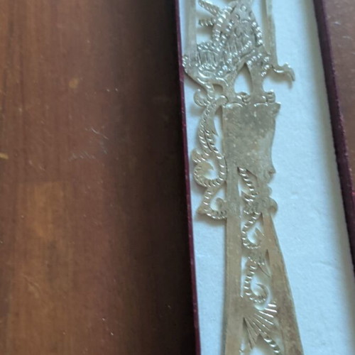 Carved metal letter opener handmade, unused, in original packaging