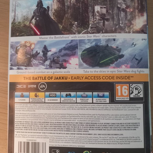 Star Wars Battlefront PS4 game used with insert artwork