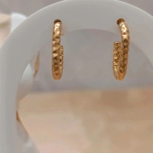 Steel Oval Gold Earrings new, stainless 2 cm