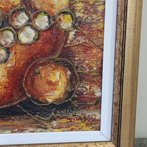 Modern art painting with surreal elements in beautiful frame 65x48 cm