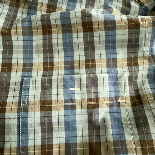 Oxford Company Blue and Brown Plaid Denim Long-Sleeve Shirt Size M Like New