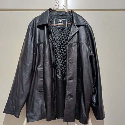 Men's leather jacket, black, XL