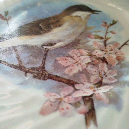 Vintage wall plate used in pink and sky blue tones