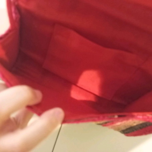 Primark women's straw handbag hand-held like new, red and pink