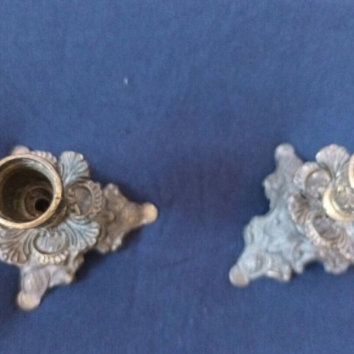 Bronze candlesticks used, set of 2, 12 cm height