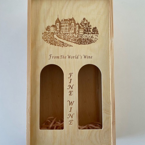 Wooden wine case like new for 2 bottles 0.75L