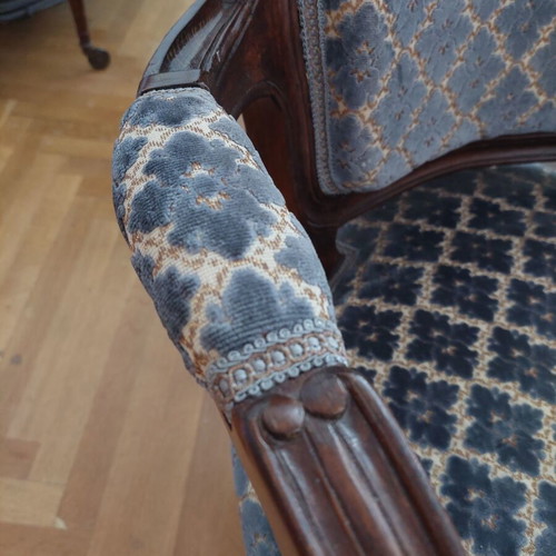 Vintage wooden armchairs set of 2 used with carved details