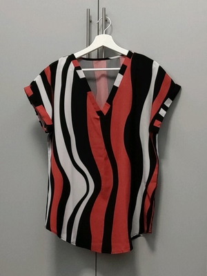 Shein curve multicolor short-sleeve blouse like new, size XL