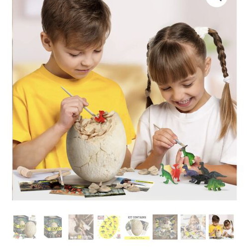 Dinosaur Egg Excavation Set with 12 Miniature Dinosaurs and Tools