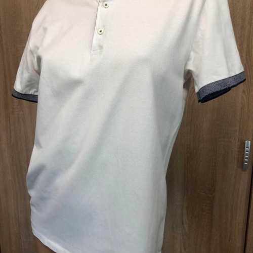 Inditex blouse, white and blue, size S