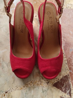 Alta Moda women's platform sandals like new, red, size 37, 10cm heel