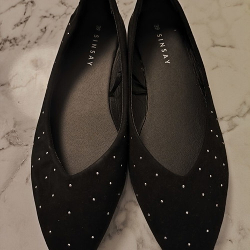 Ballerinas black with rhinestones size 39 new