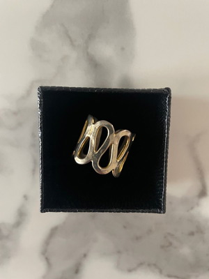 Silver handmade ring used, gold-plated, adjustable size