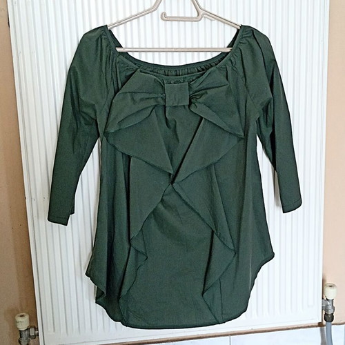 Long asymmetric blouse like new, medium large, cypress green