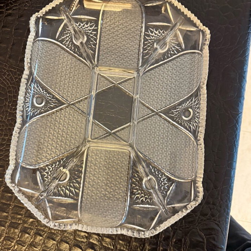 Vintage crystal serving tray like new with dividers
