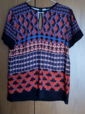 Sisley women's blouse new, one size, satin texture, colorful