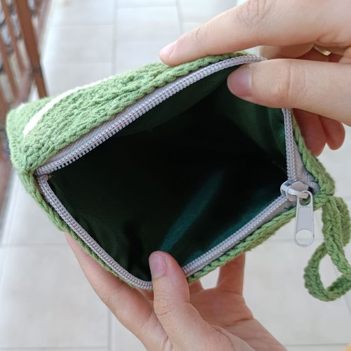 Handmade knitted wallet new green