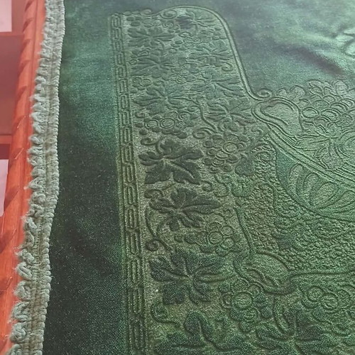 Velvet tablecloth like new in deep green shade
