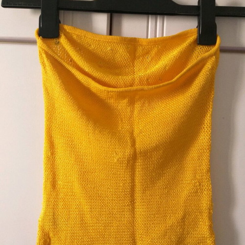 Strapless blouse yellow with rhinestones knitted elastic size small/medium
