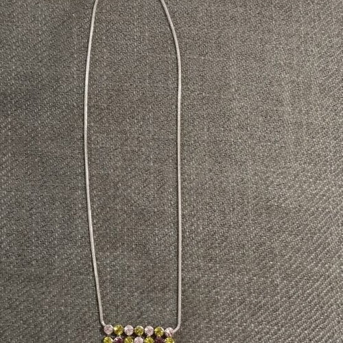 Statement necklace with multicolor strass and snake chain, new