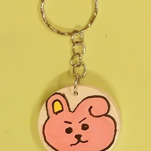 BT21 handmade wooden keychains like new, set of 7 pieces