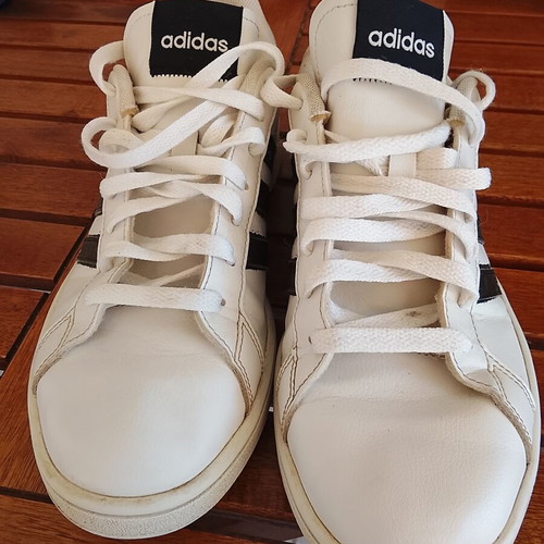 Adidas Grand Court Base sneakers used, men's size 42, white with black