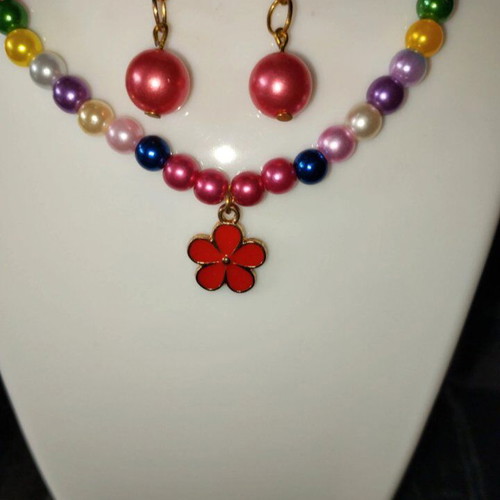 Handmade colorful summer necklace and earrings set new