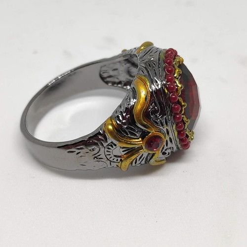 Men's ring with large red stone