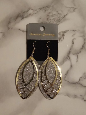 Earrings new silver and gold tone, copper and acrylic