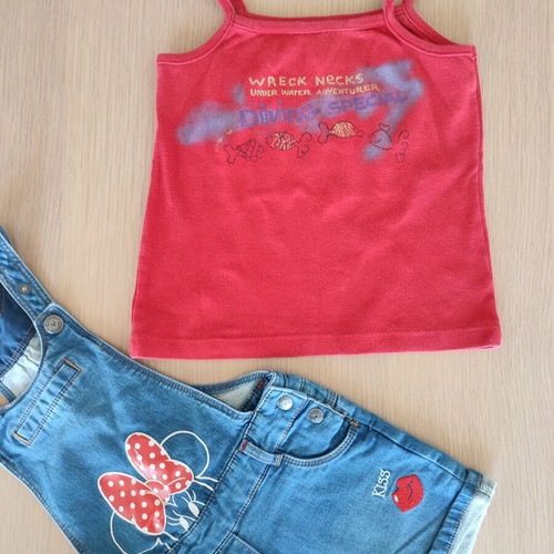Minnie Disney overalls for girls 5-6 years like new with matching t-shirt