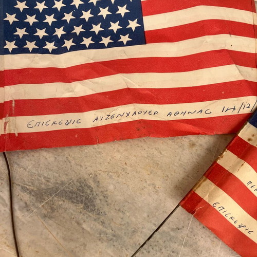 Paper flags used from Eisenhower's visit, set of 2