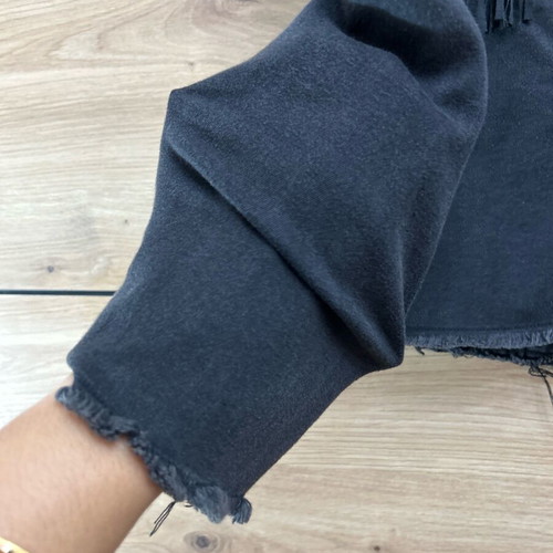 BSB Black Denim Short Jacket Like New With Fringes