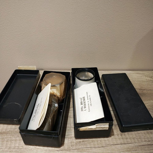 Vintage Russian magnifying glass with light and case, new