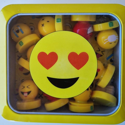 Emoji stamps set of 12 with metal storage box