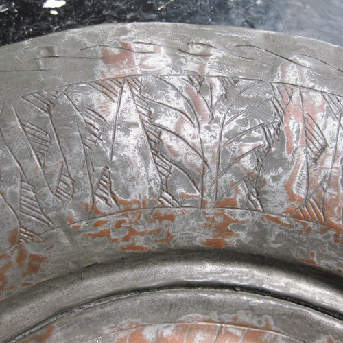 Copper plate used antique with rich folk decoration